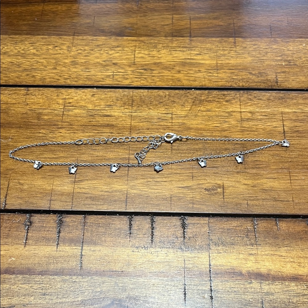 Silver petite butterfly Charm choker Necklace